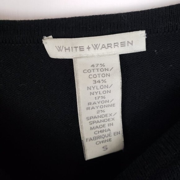 White & Warren Sweater Dress Black Striped Knit Cotton Blend Womens Size Small - Picture 4 of 7